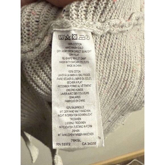 French Connection Ribbed Gray Sweater Neon Threads Accents Size L Oversized - Picture 6 of 11